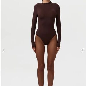 Naked Wardrobe Chocolate Long Sleeve Bodysuit brand  new with tags